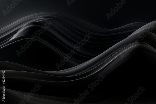 Abstract black wave on dark background. generative ai. 