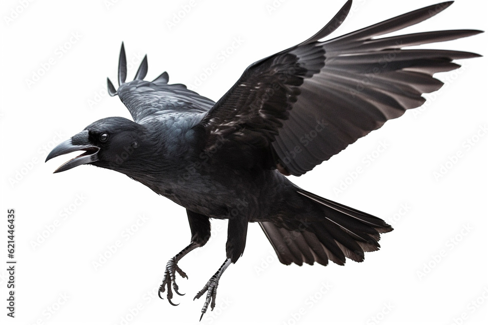 Naklejka premium カラス 白背景 AI生成画像 ジェネレーティブAI