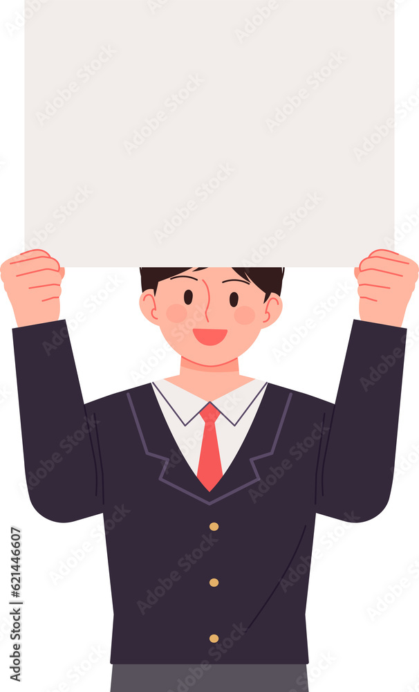High school students holding blank signs. Empty space for text. High school students holding blank signs. Empty space for text.