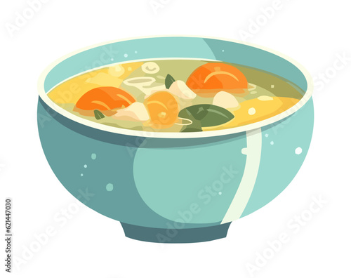Fresh vegetable soup in a ceramic bowl