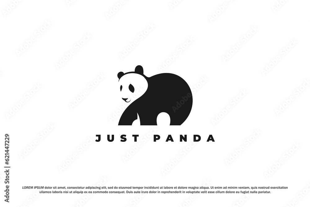 Fototapeta premium logo famous panda silhouette black abstract