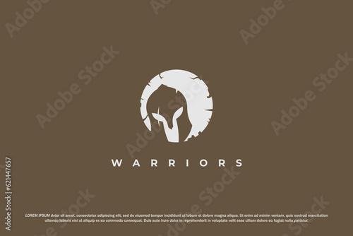 logo spartan warrior trojan helm scratch circle