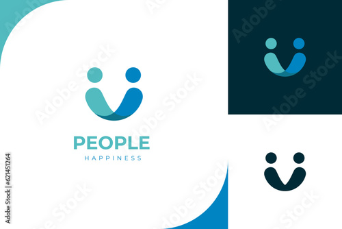 abstract people community logo. design with smile happiness icon symbol. creative Logo Design Template Element for partnership logo icon design