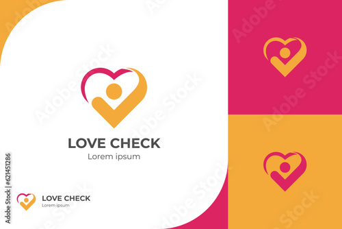 people health check logo. people care symbol, good people health or heart icon design