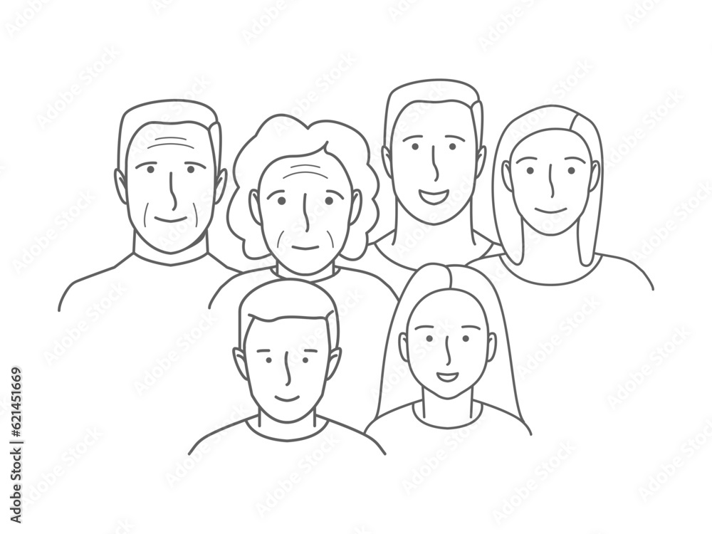 family illustration icon, a family of six, happy family icon family illustration icon, a family of six, happy family icon
