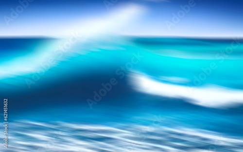 Motion blurred background with blue ocean waves concept 