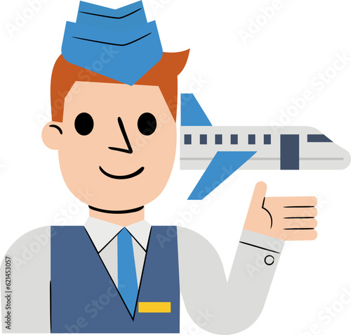 Air Hostess Flat Illustration