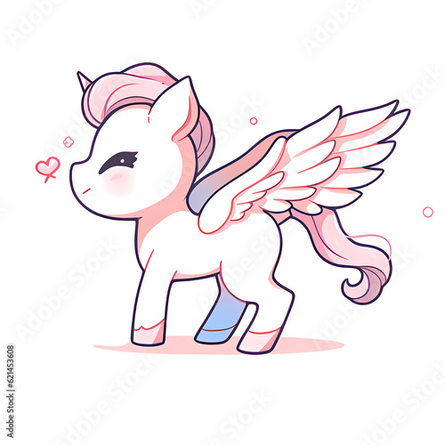 character design sheet, Set of A cute unicorn wing isolated