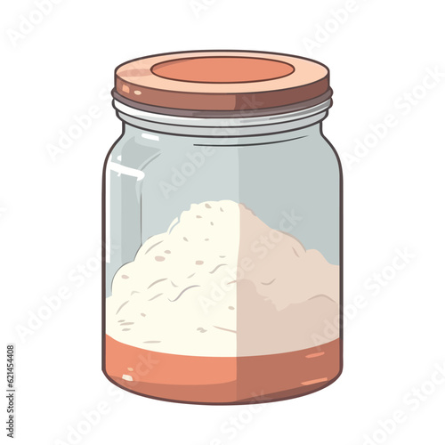 Organic meal in jar, fresh ingredients