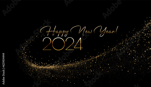 2024 Happy New Year and Merry Christmas Abstract shiny color gold design element