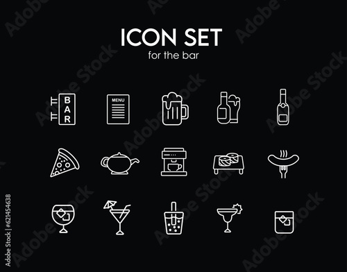 set of icons for a bar, cafe, restaurant