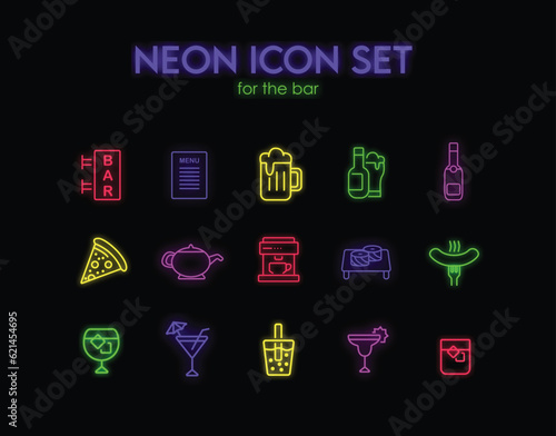 set of icons for bar cafe restaurant