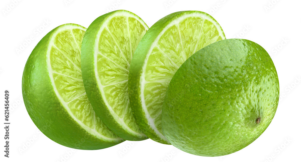 Delicious lime fruit cut out