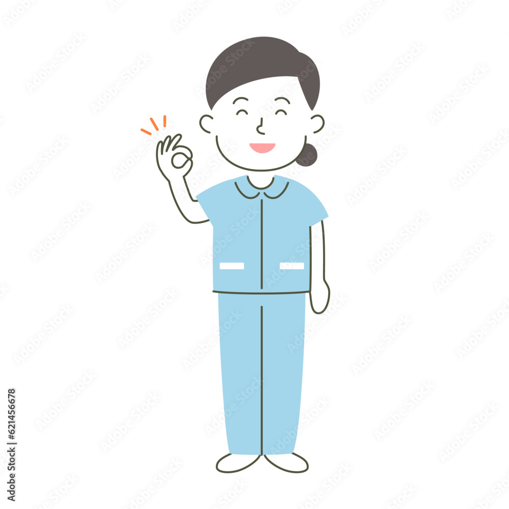 woman, nurse, medical care, ok, good, simple, simple substance, human, illustration, vector, smile, advice