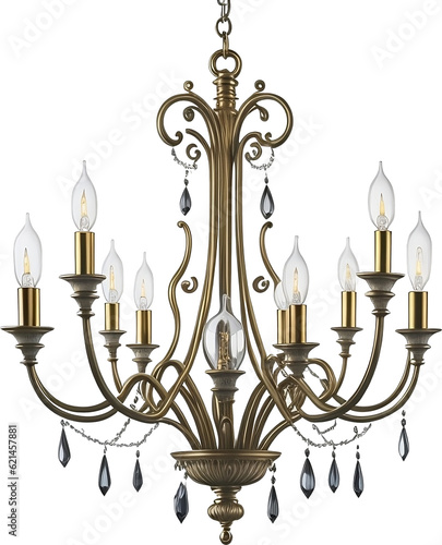 classic gold chandelier line icon