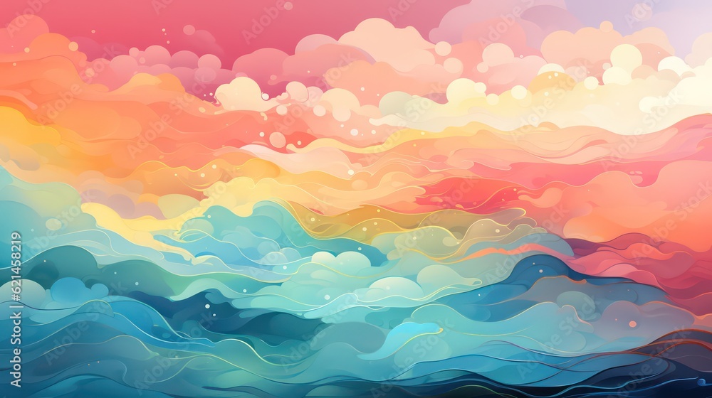 Whimsical Rainbow Dreams Playful Abstract Background with Soft Pastel Hues