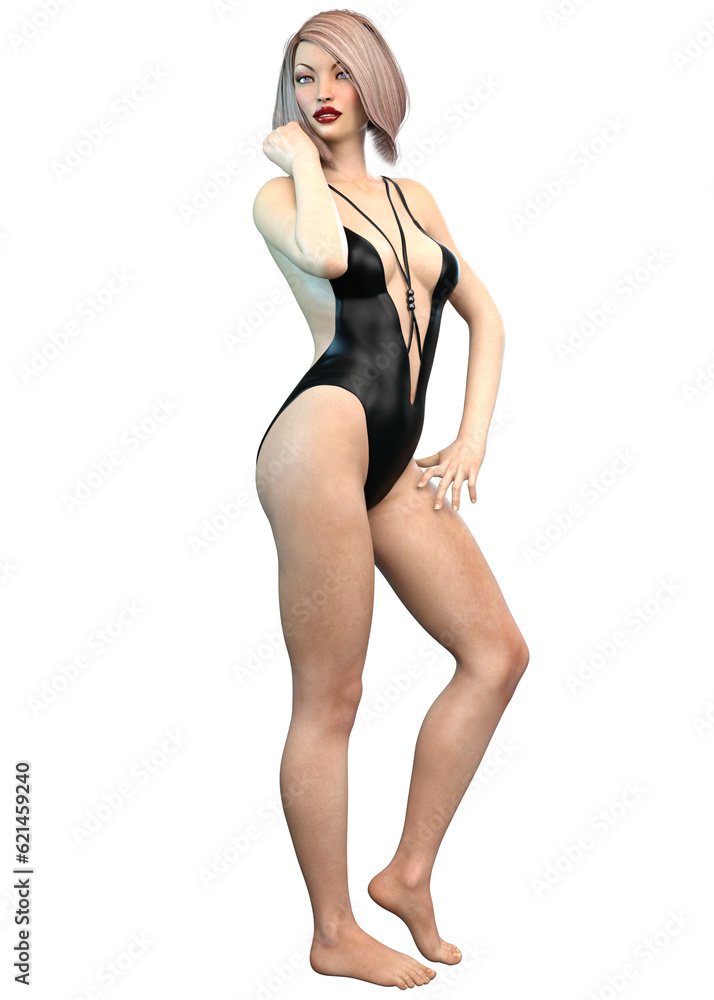 3D Woman in black monokini 3D Woman in black monokini