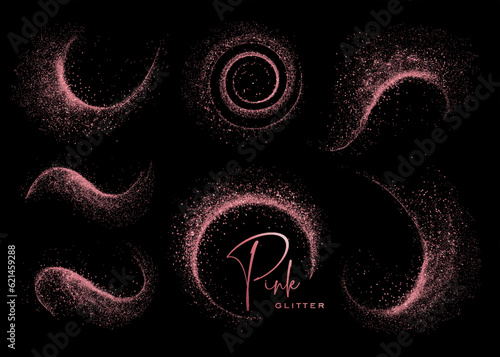 Set of Abstract shiny gold glitter design element. For New Year, Merry Christmas greeting card design