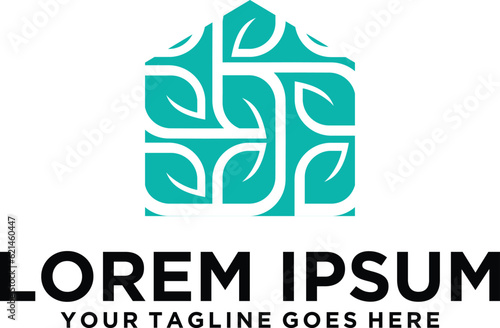 Green house leaves logo design
