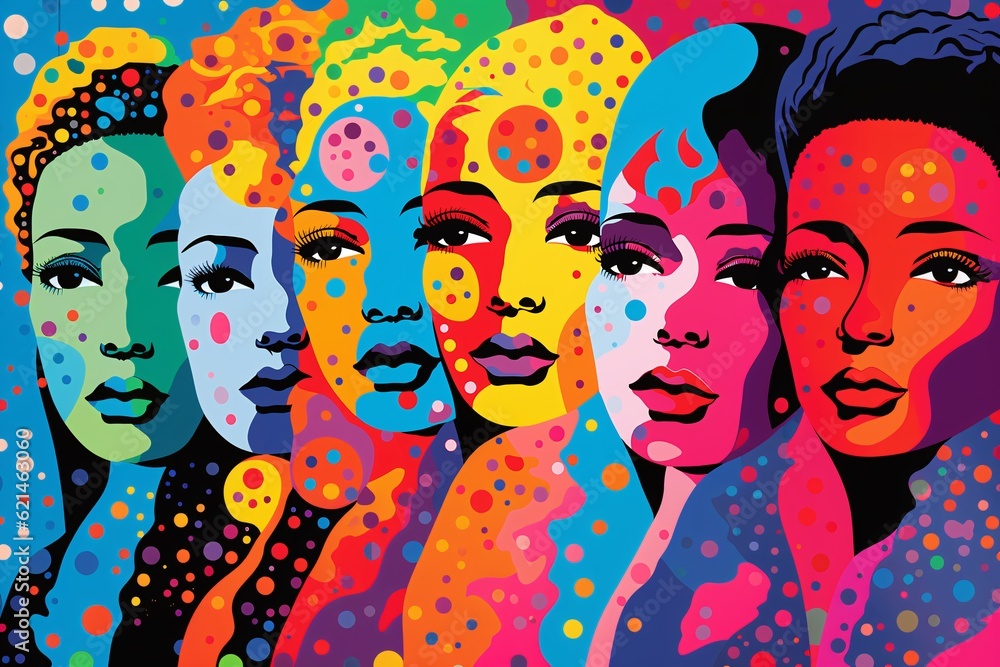 pop art image inspired by the gender fluidity and diversity in the LGBTQ+ community
