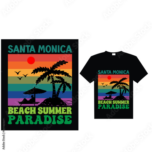 SANTA MONICA BEACH SUMMER PARADISE, T-Shirt Design
