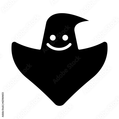 black smiling ghost halloween character clip art preview