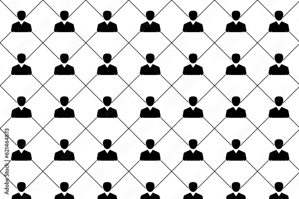 Pattern with black line and people icon. Isolated vector illustration EPS 10 file. Pattern with black line and people icon. Isolated vector illustration EPS 10 file.