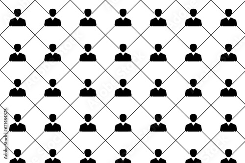 Pattern with black line and people icon. Isolated vector illustration EPS 10 file.