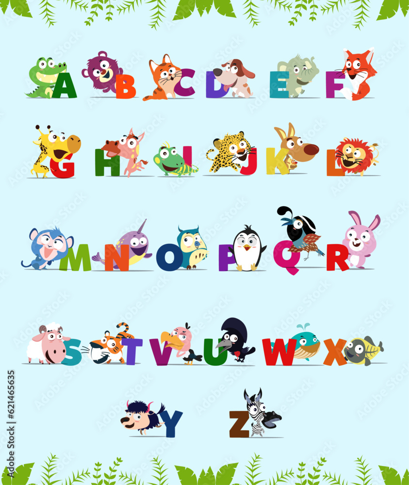 cartoon animal alphabet poster