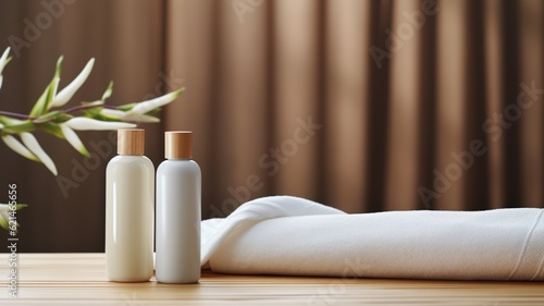 front view skin care product on wooden decorative piece