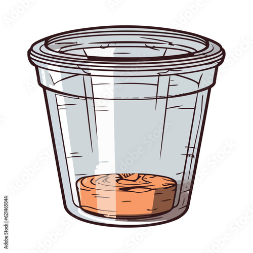 Transparent plastic container holds refreshing drink