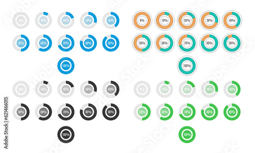 Circle Diagram Pie Charts Infographic Elements. - Vector.