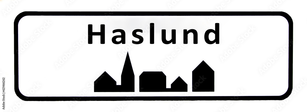 City sign of Haslund - Haslund Byskilt City sign of Haslund - Haslund Byskilt