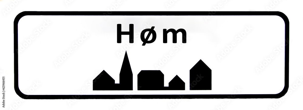 City sign of Høm - Høm Byskilt City sign of Høm - Høm Byskilt