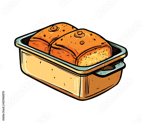 Sweet dessert baked bread in a tray