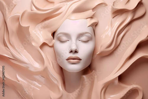 Cosmetic cream background. Created with generative Ai technology.