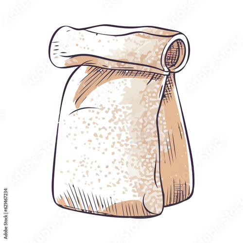 Organic flour sack, hand drawn illustration