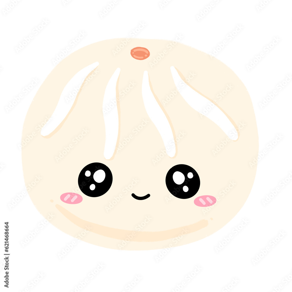 Obraz premium Cute Steamed Bun Mascot Character Kawaii Cartoon illustration
