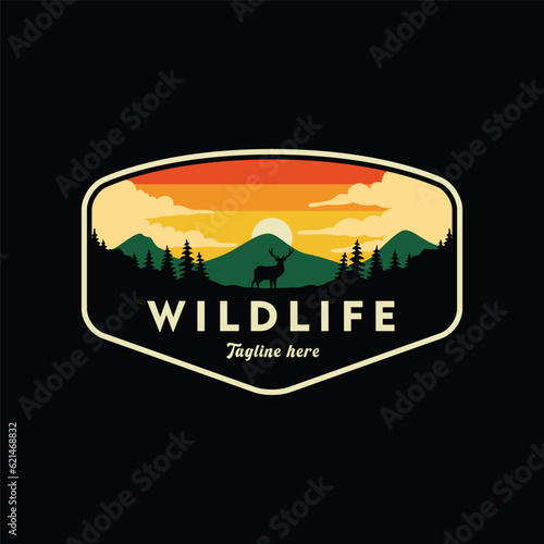 Deer wildlife badge logo © fery