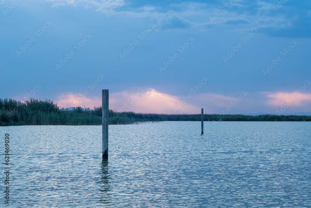 Sunset in the Valencia lagoon. Sunset. Mediterranean. Sunset in the Valencia lagoon. Sunset. Mediterranean.
