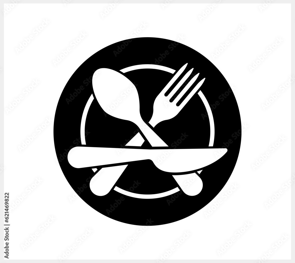 Stencil fork spoon knife icon isolated Food clipart Vector stock ...