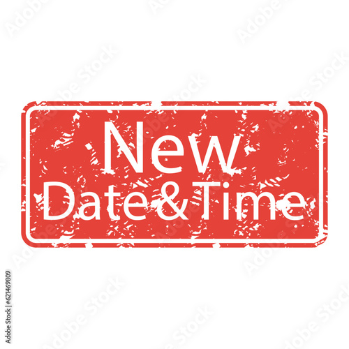 New date and time rubber stamp to postponed event