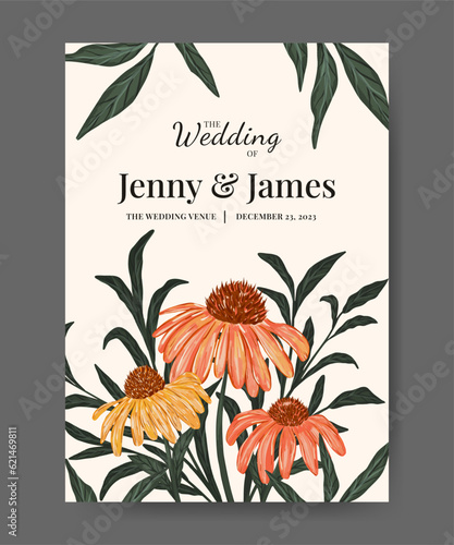 flower wedding announcement poster design