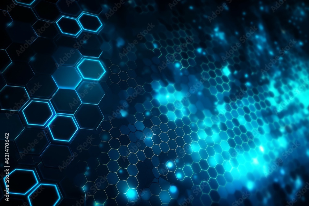 Blue hexagon. Generate Ai Blue hexagon. Generate Ai
