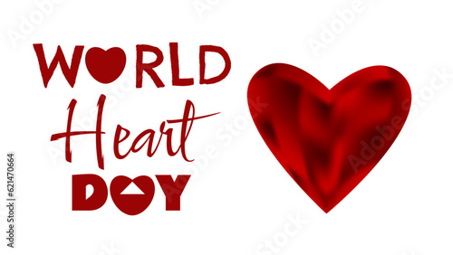 World heart day with red heart and world sign background, World Heart Day concept