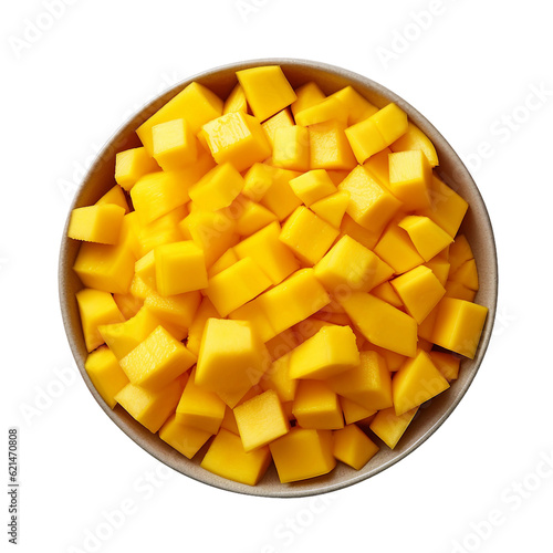 Chopped mango. isolated object, transparent background