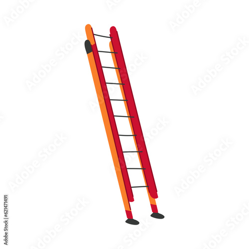 success step ladder cartoon. stairs staircase, man high, stairway safety success step ladder sign. isolated symbol vector illustration