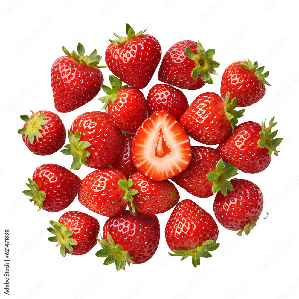 Chopped strawberries. isolated object, transparent background Chopped strawberries. isolated object, transparent background