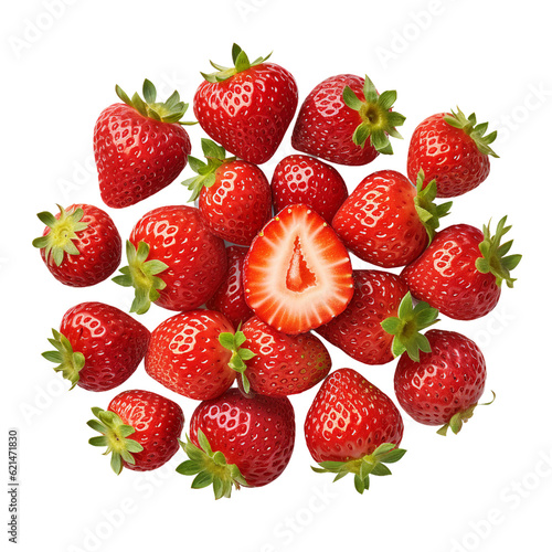 Chopped strawberries. isolated object, transparent background