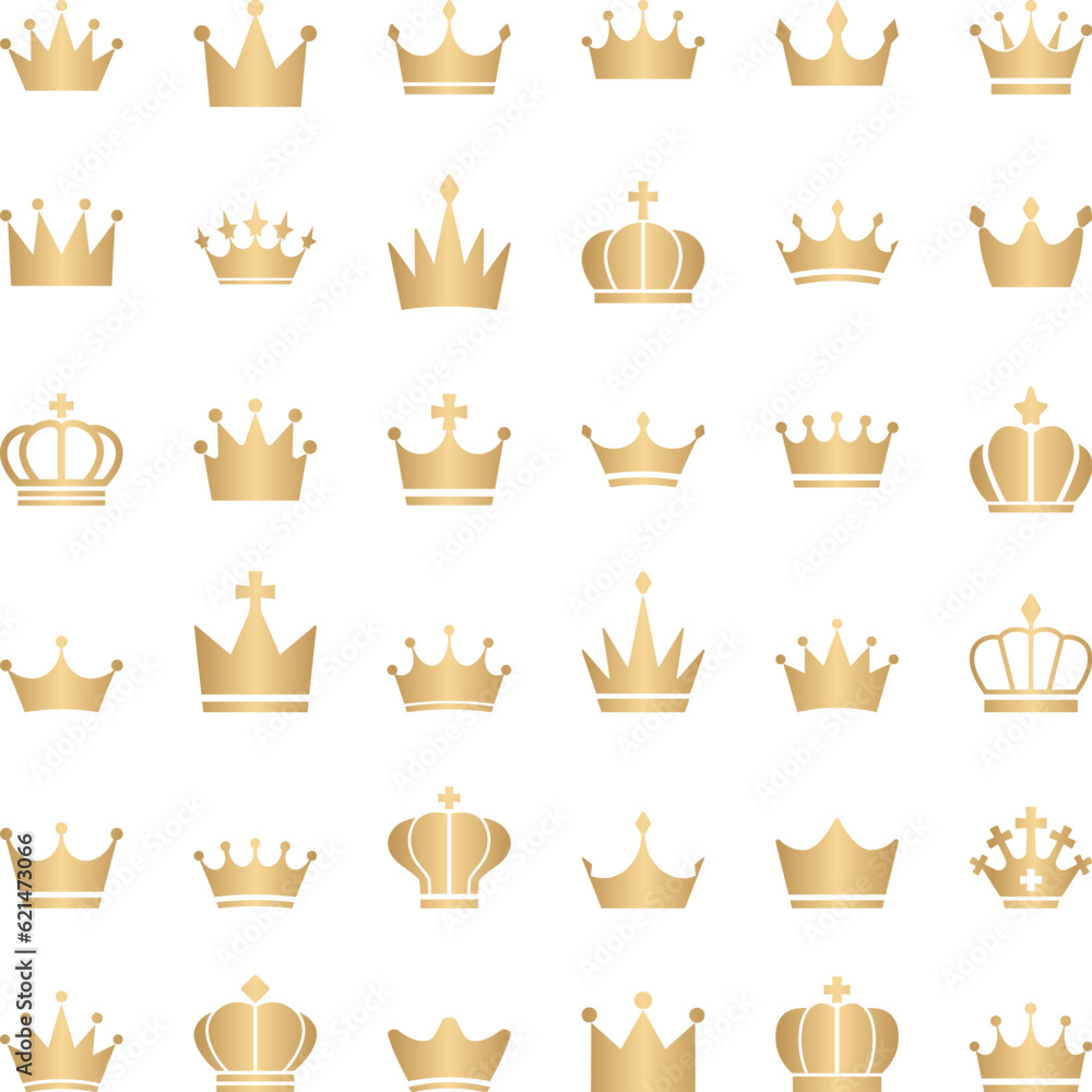 Simple illustration set of crown icons.